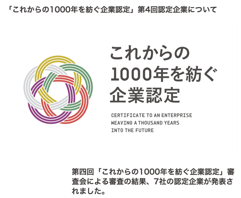 これからの1000年を紡ぐ企業認定